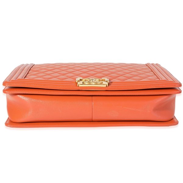 120337 box 5095978f 9988 4dea 9b68 04f60e934bc7 Chanel Orange Quilted Leather XL Boy Bag