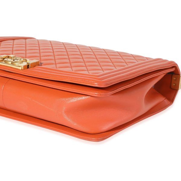 120337 clasp d98f5b45 e2f7 42e2 b0fe a9c18aad8858 Chanel Orange Quilted Leather XL Boy Bag