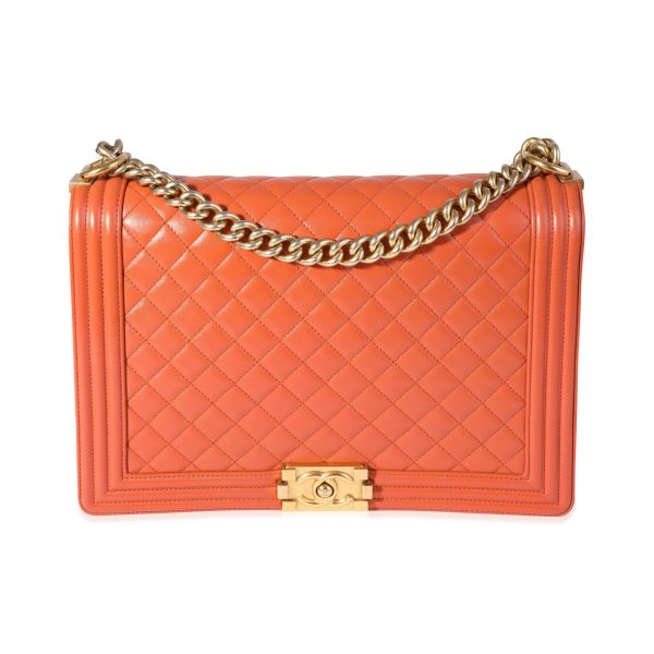 120337 fv f2e9cd8b e60e 49b8 afc9 db64a456d50d Chanel Orange Quilted Leather XL Boy Bag