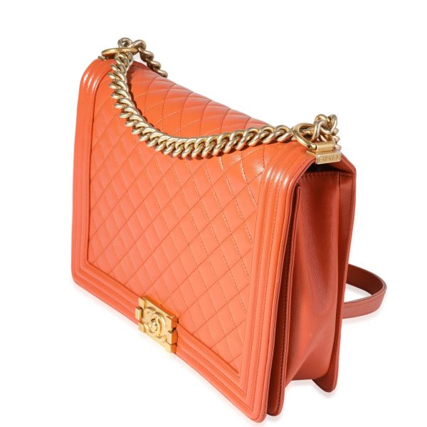 120337 sv 8291f8f5 ce75 4bec a1c0 8bbea266336c Chanel Orange Quilted Leather XL Boy Bag