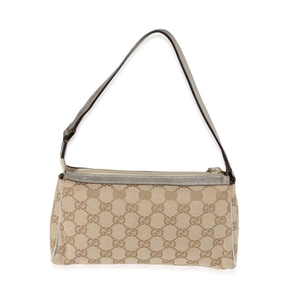 120340 pv 9194896f a847 4901 800a 73c90411c4a0 Gucci Metallic GG Canvas Leather Abbey Pochette