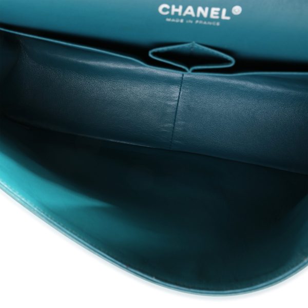 120346 ad1 eeea2951 a164 4257 a9e2 39d9d2f47067 Chanel Teal Quilted Lambskin Jumbo Classic Double Flap Bag