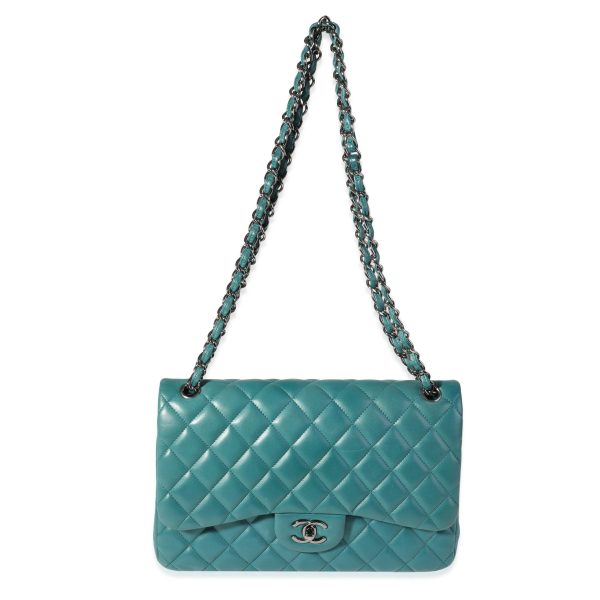 120346 bv c282642f f720 43ae b1ea b432da63041c Chanel Teal Quilted Lambskin Jumbo Classic Double Flap Bag