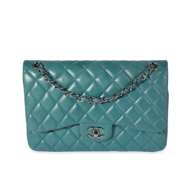 120346 fv 824e1acf de4e 4f2f a87c f7e8d362ca52 Chanel Teal Quilted Lambskin Jumbo Classic Double Flap Bag