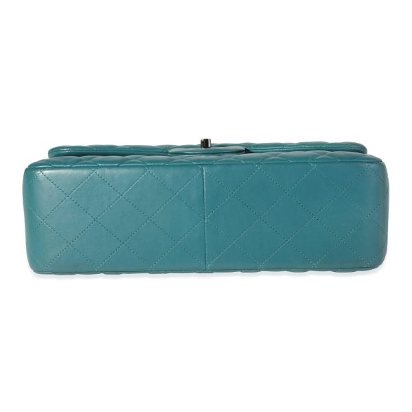 120346 stamp a8c3c8d7 01a6 4449 8bf7 01841cefa80d Chanel Teal Quilted Lambskin Jumbo Classic Double Flap Bag