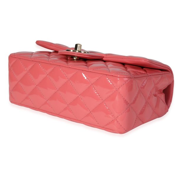 120347 clasp Chanel Pink Quilted Patent Leather Mini Rectangular Classic Flap Bag