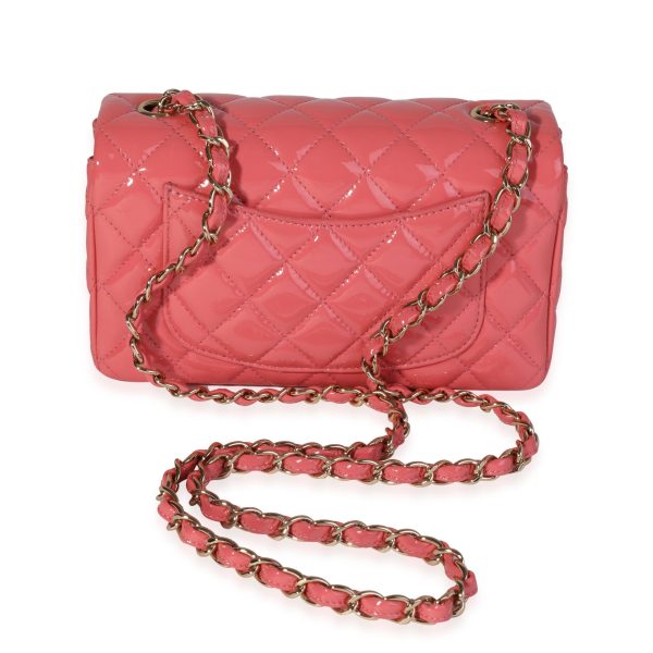 120347 pv Chanel Pink Quilted Patent Leather Mini Rectangular Classic Flap Bag