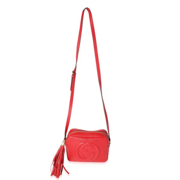 120366 ad1 Gucci Red Pebbled Leather Soho Disco Crossbody