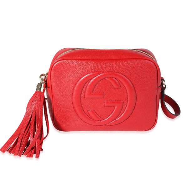 120366 fv Gucci Red Pebbled Leather Soho Disco Crossbody