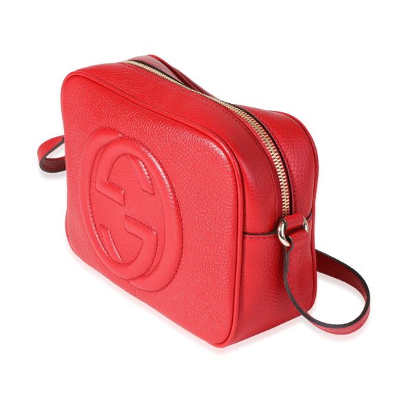 120366 sv Gucci Red Pebbled Leather Soho Disco Crossbody