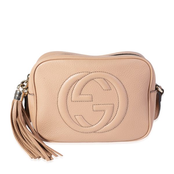 120370 fv Gucci Beige Pebbled Leather Soho Disco Crossbody