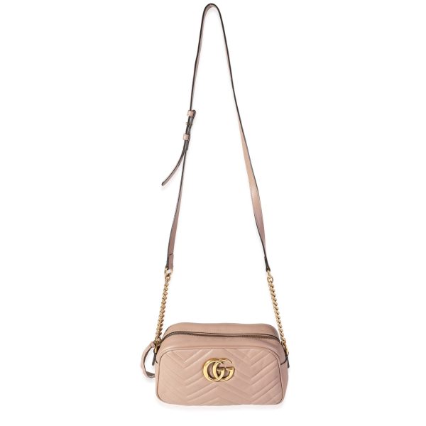 120389 stamp cba2b564 8f55 4077 bb36 17ba5fc35245 Gucci Dusty Pink Matelass√© Leather Small Marmont Bag