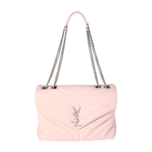 120425 bv Saint Laurent Pink Matelassé Leather Medium Loulou Shoulder Bag