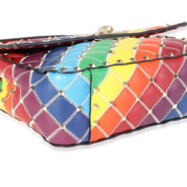 120426 bv Valentino Multicolor Lambskin Rainbow Rockstud Medium Shoulder Bag