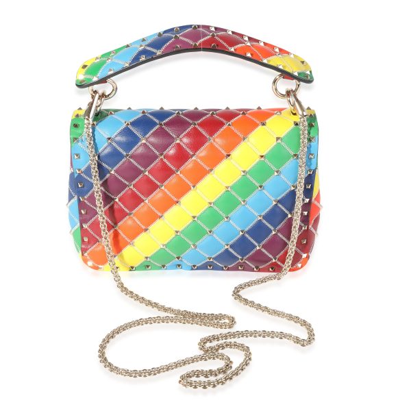 120426 pv Valentino Multicolor Lambskin Rainbow Rockstud Medium Shoulder Bag