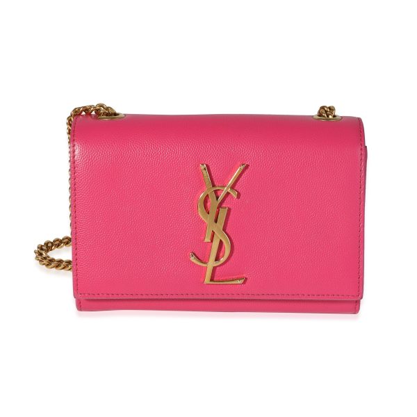 120434 fv 0fda4233 e5ef 4cee a13c 371f69d2f526 Saint Laurent Hot Pink Grain De Poudre Small Kate Chain Bag