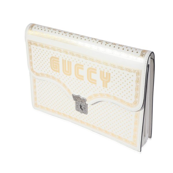 120441 sv 8c4d4eb4 bb48 41f2 8f66 3b110fcbd84d Gucci x Sega Mystic White Star Printed Calfskin GUCCY Portfolio Clutch