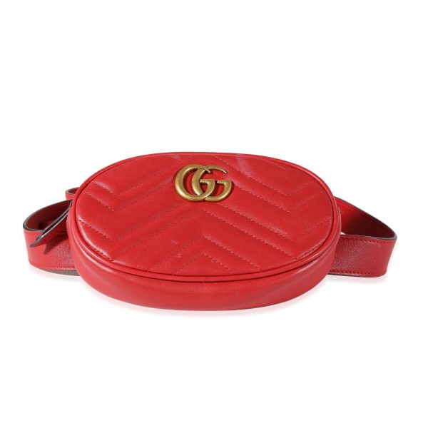 120443 fv 2c34d4eb 398a 495b 96ec 06a49342baa7 Gucci Red Matelass√© Calfskin GG Marmont Bum Bag 85