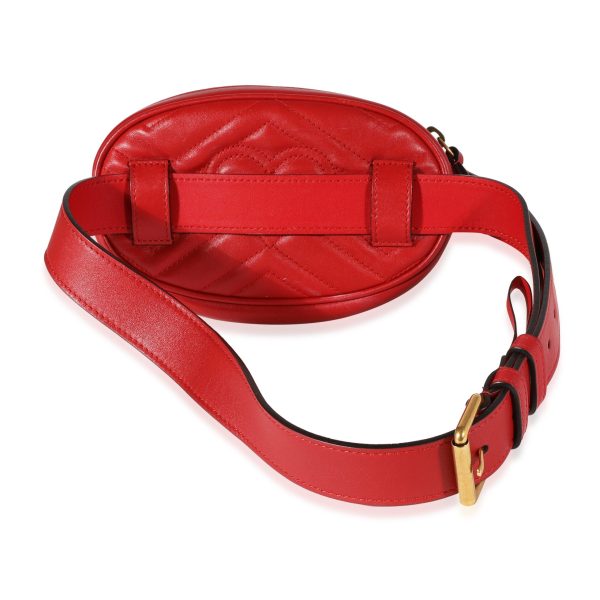 120443 stamp d8c115e1 e2b9 4f3d b7e8 4861883dfa03 Gucci Red Matelass√© Calfskin GG Marmont Bum Bag 85