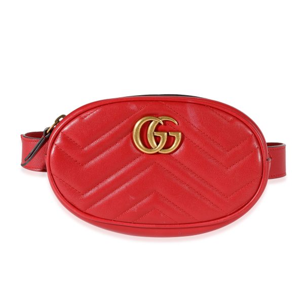 120443 sv 745031f8 7379 4005 93f3 c13bcb93ba89 Gucci Red Matelass√© Calfskin GG Marmont Bum Bag 85