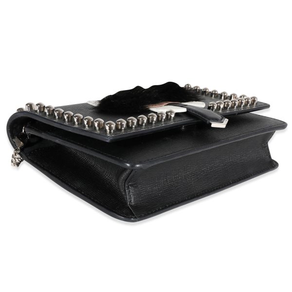 120445 clasp 55511b76 edd0 43fc bd3b b04bfa18d26f Fendi Black Vitello Elite Mink Studded Karlito Chain Wallet