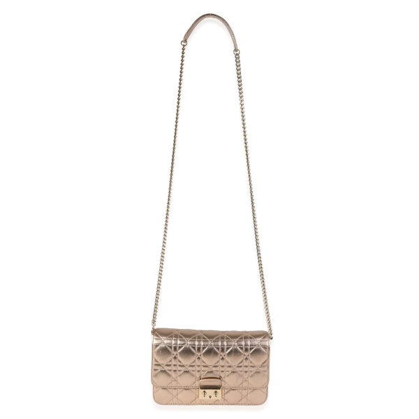 120447 av 3ee587a9 d6d8 4cf1 b807 d9c4c5c994e8 Christian Dior Gold Metallic Cannage Lambskin Miss Dior Promenade Pouch