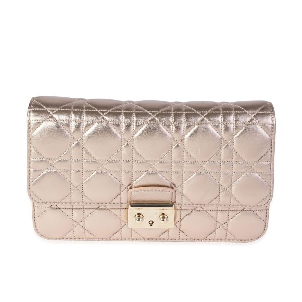 120447 fv 63d44856 247d 4423 9ad3 f9373eb8c39f Christian Dior Gold Metallic Cannage Lambskin Miss Dior Promenade Pouch