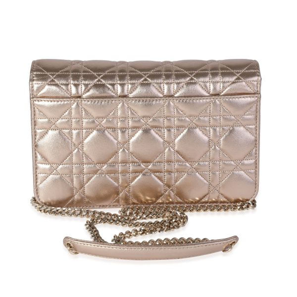 120447 pv 71a75539 dbb2 4631 8323 c874b2b25bfc Christian Dior Gold Metallic Cannage Lambskin Miss Dior Promenade Pouch