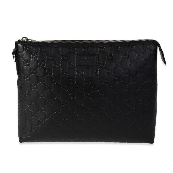 120449 fv 23fc9af1 5465 4199 ae3b 3a71e18b5295 Gucci Black Guccissima Leather Soft Pouch