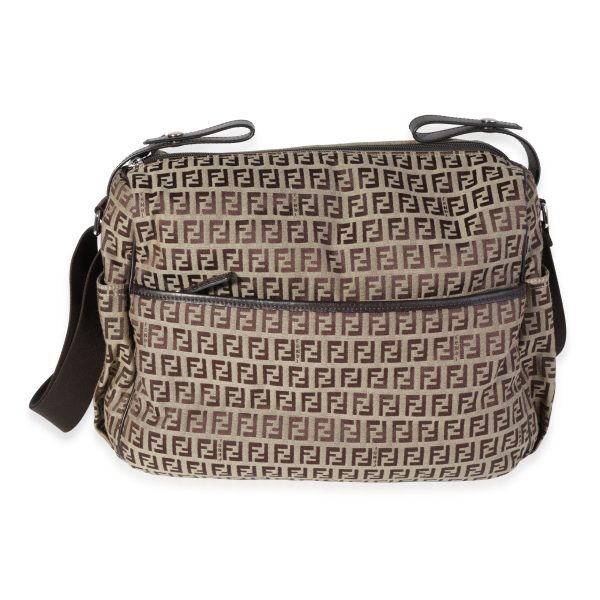 120452 fv 45d591d2 e282 483d 974d 8f5f0d628919 Fendi Brown Zucchino Canvas Baby Bag with Changing Pad