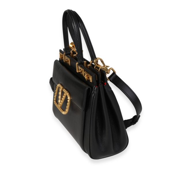 120462 sv 0b69267f 16a3 4eda b446 24623381cdf4 Valentino Alcove Black Grainy Calfskin Small Rockstud Bag