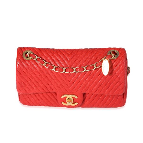 120471 fv 5145faa2 c36f 4257 b17d e2f12dc8e019 Chanel Red Chevron Wrinkled Leather Mini Rectangular Medallion Flap Bag