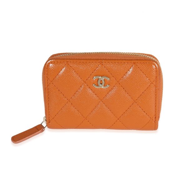 120474 fv Chanel Copper Quilted Caviar Zip Around Coin Purse