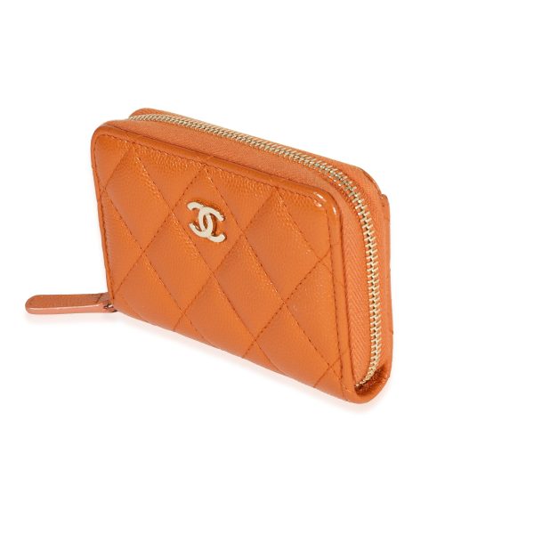 120474 sv Chanel Copper Quilted Caviar Zip Around Coin Purse