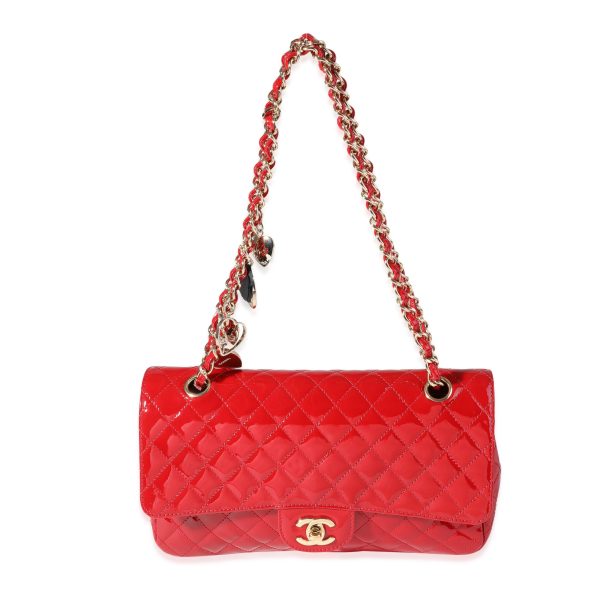 120485 bv 45b44197 3983 4353 9ce0 b37d43c798be Chanel Red Quilted Patent Leather Valentines Day Medium Single Flap Bag