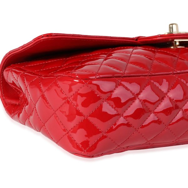 120485 clasp 37a2360b 54a1 4c29 ba1f 0a52a6d28945 Chanel Red Quilted Patent Leather Valentines Day Medium Single Flap Bag