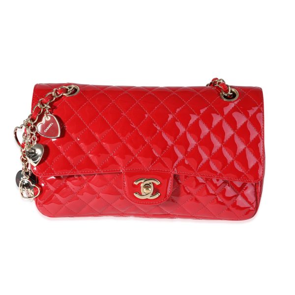 120485 fv 2d00914b 1074 4ebe b405 aacc9d7ed939 Chanel Red Quilted Patent Leather Valentines Day Medium Single Flap Bag