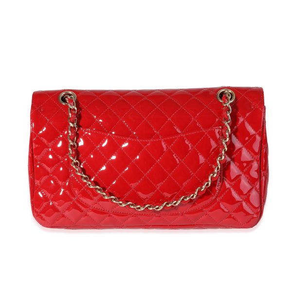 120485 pv e9a10061 67a0 4311 b853 ad627e00c963 Chanel Red Quilted Patent Leather Valentines Day Medium Single Flap Bag