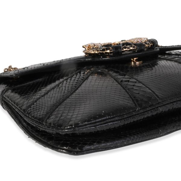 120494 clasp Gucci Limited Edition Tom Ford Black Python Jeweled Dragon Flap Bag