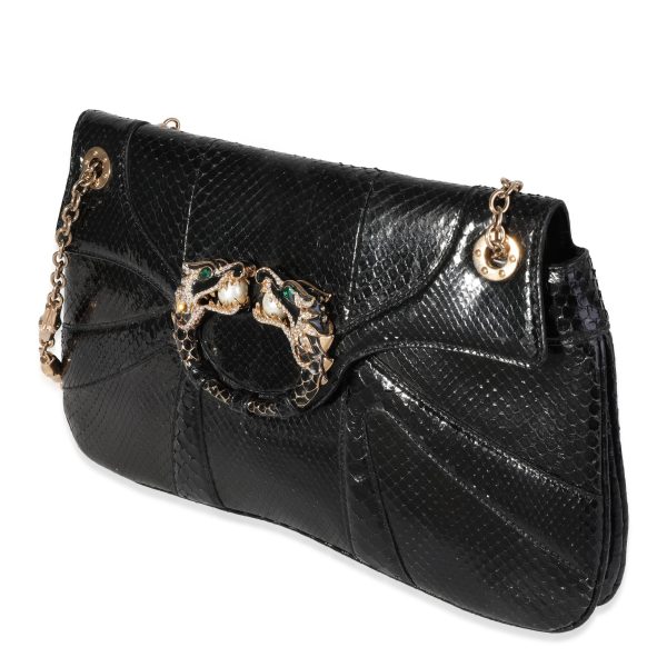 120494 sv Gucci Limited Edition Tom Ford Black Python Jeweled Dragon Flap Bag