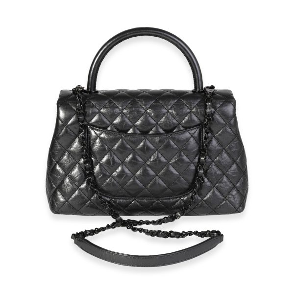 120496 pv 1d799dd7 8770 4eac 8b35 8efd67989521 Chanel Gunmetal Quilted Aged Calfskin Medium Coco Top Handle Bag Black