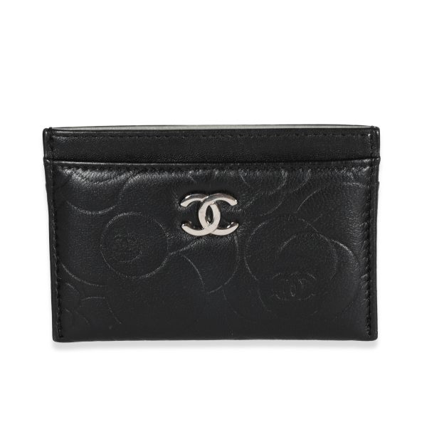 120497 fv 90148c54 5f56 4200 8ea4 cdf80c6db68e Chanel Black Camellia Embossed Lambskin Card Case