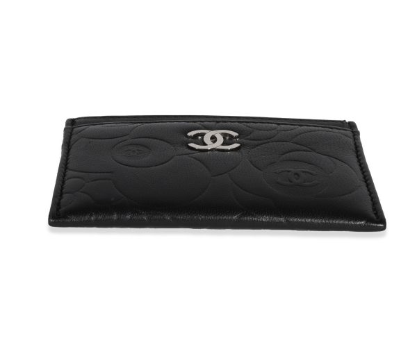 120497 stamp b7eae49c 6941 4993 84a1 95829d82622f Chanel Black Camellia Embossed Lambskin Card Case