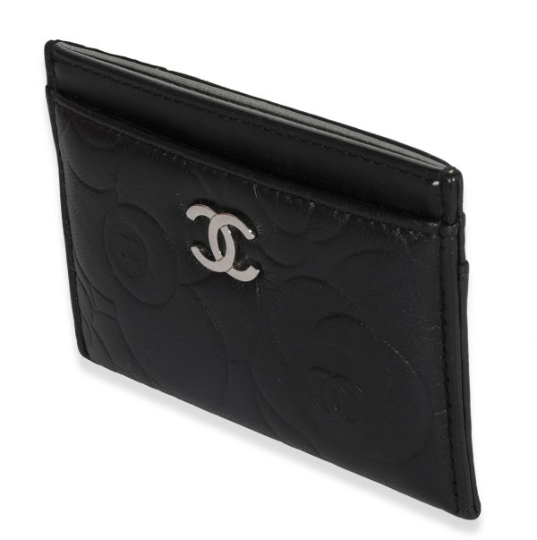 120497 sv 18ca9b2f a4cd 42bf b46d ba3ce87e4996 Chanel Black Camellia Embossed Lambskin Card Case