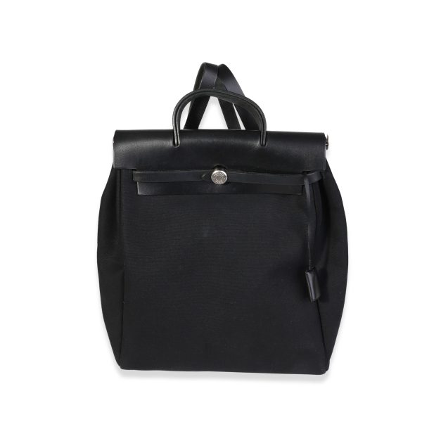 120535 fv 81b8e725 7f60 428f 90b9 ab49e6aede57 Herm√®s Black Toile Vache Hunter Herbag Backpack BPHW