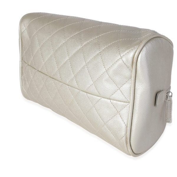 120593 clasp Chanel Metallic Quilted Caviar Timeless Bowling Bag