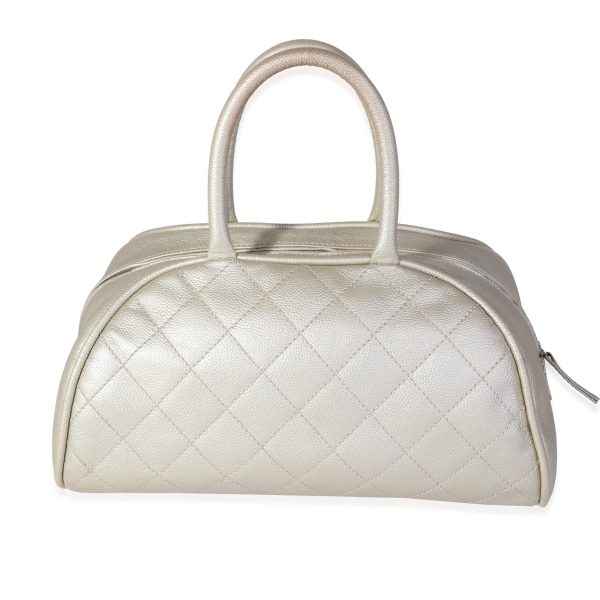 120593 stamp Chanel Metallic Quilted Caviar Timeless Bowling Bag