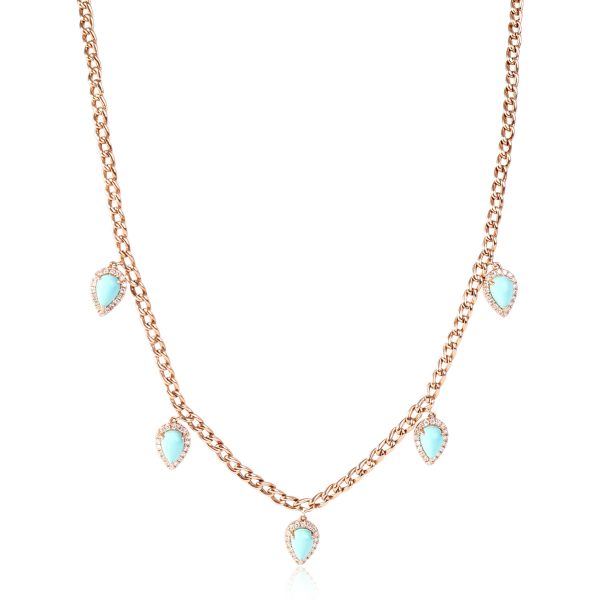 120615 fv Teardrop Turquoise Diamond Necklace in 14k Rose Gold 050 CTW