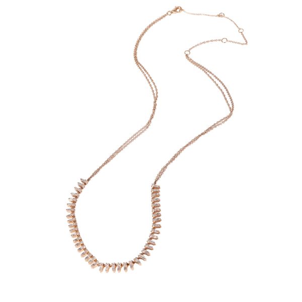 120623 pv Kasia Estelle Baguette Round Diamond Necklace in 14K Rose Gold 114 Ctw