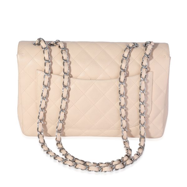 120634 pv Chanel Beige Quilted Caviar Jumbo Classic Single Flap Bag